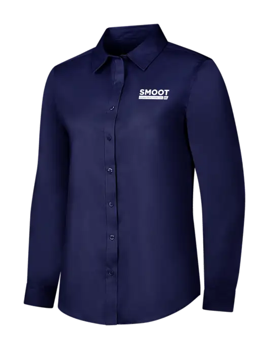 Navy Womens Long Sleeve Superpro React Twill Shirt w/Smoot Construction Logo