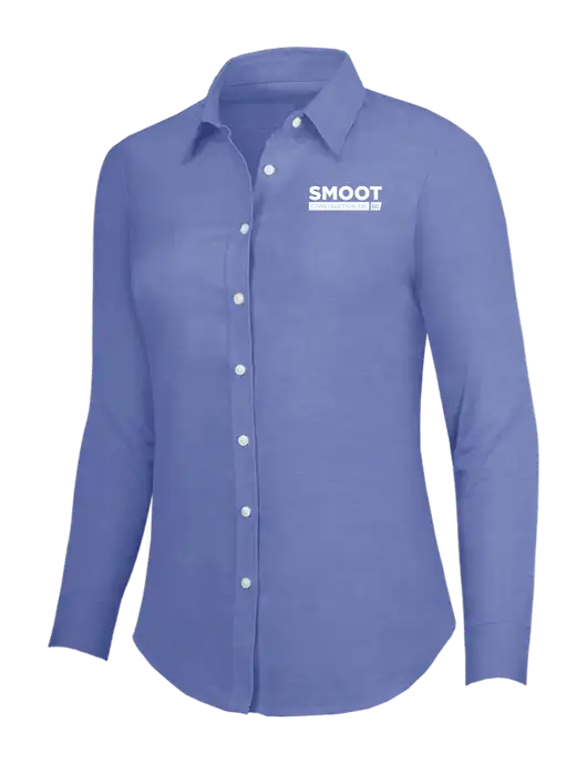 Navy Womens SuperPro Oxford Shirt w/Smoot Construction Logo