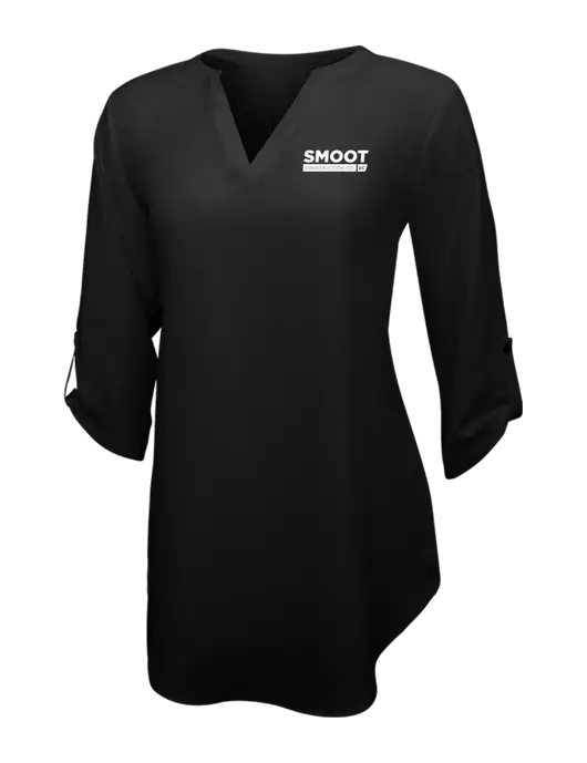 Womens Black 3/4 Sleeve Tunic Blouse w/Smoot Construction Logo