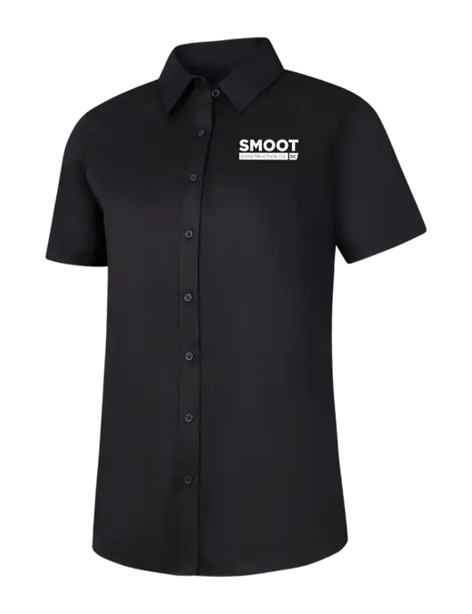 Womens Black Short Sleeve Superpro React Twill Shirt w/Smoot Construction Logo