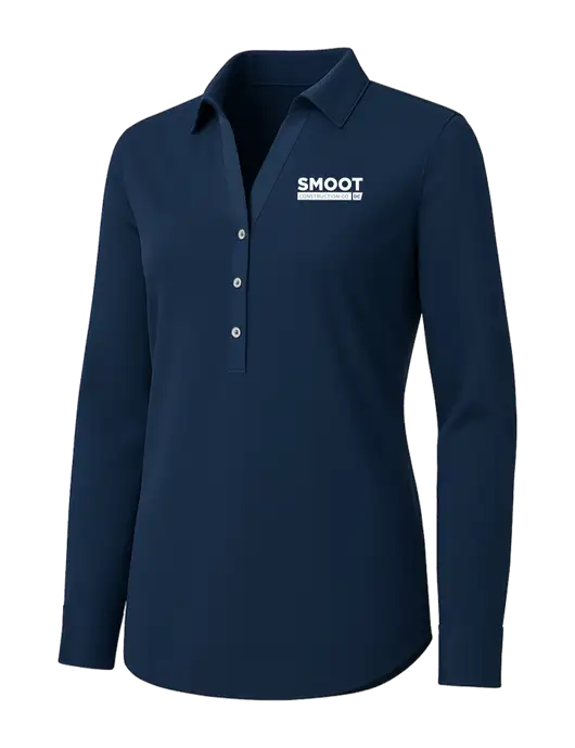 Womens Navy City Stretch Shirt w/Smoot Construction Logo
