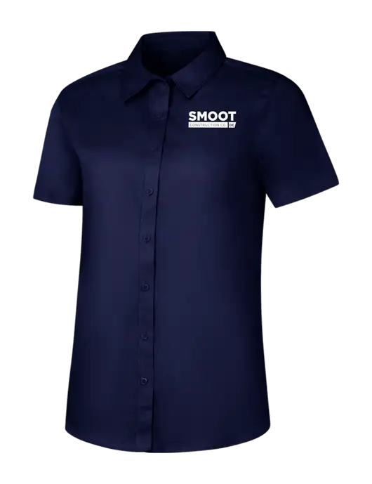 Womens Navy Short Sleeve Superpro React Twill Shirt w/Smoot Construction Logo