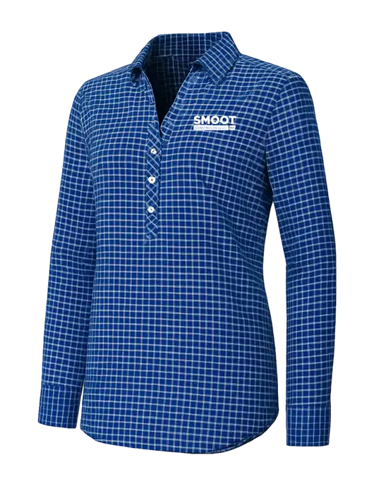 Womens Navy/White City Stretch Shirt w/Smoot Construction Logo
