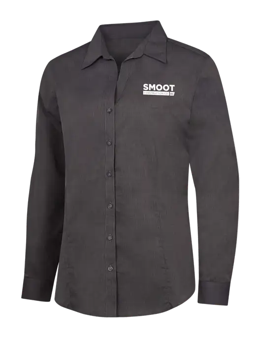 Womens Soft Black Crosshatch Easy Care Shirt w/Smoot Construction Logo