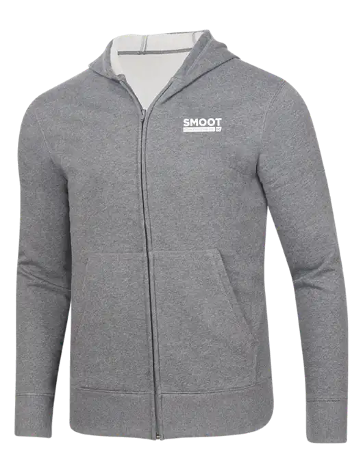 Full-Zip Medium Grey Heather Heavyweight Hooded Sweatshirt w/Smoot Construction Logo